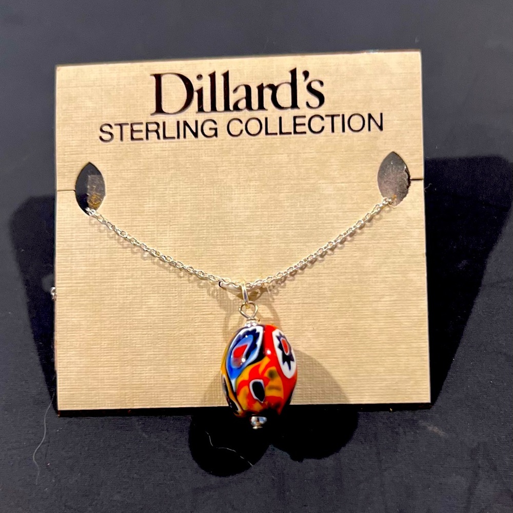 Sterling silver dainty chain with beautiful multicolored pendant.